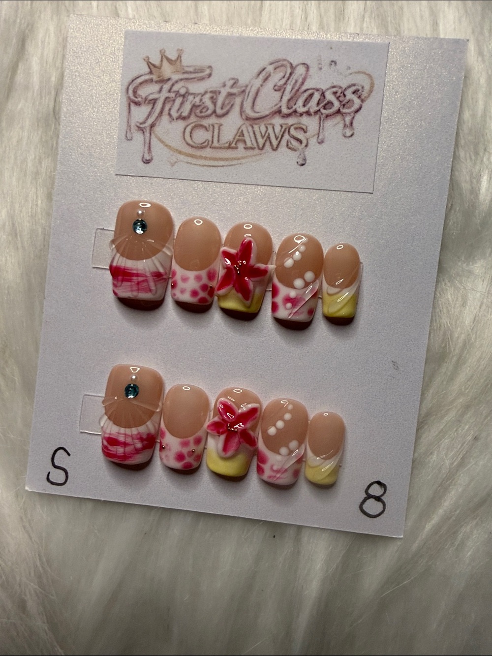 Pink & Yellow Floral Press-On Nails